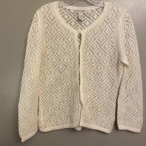 Banana Republic Caridgan Size Med Wool blend Open Knit Cream 2000s Y2K